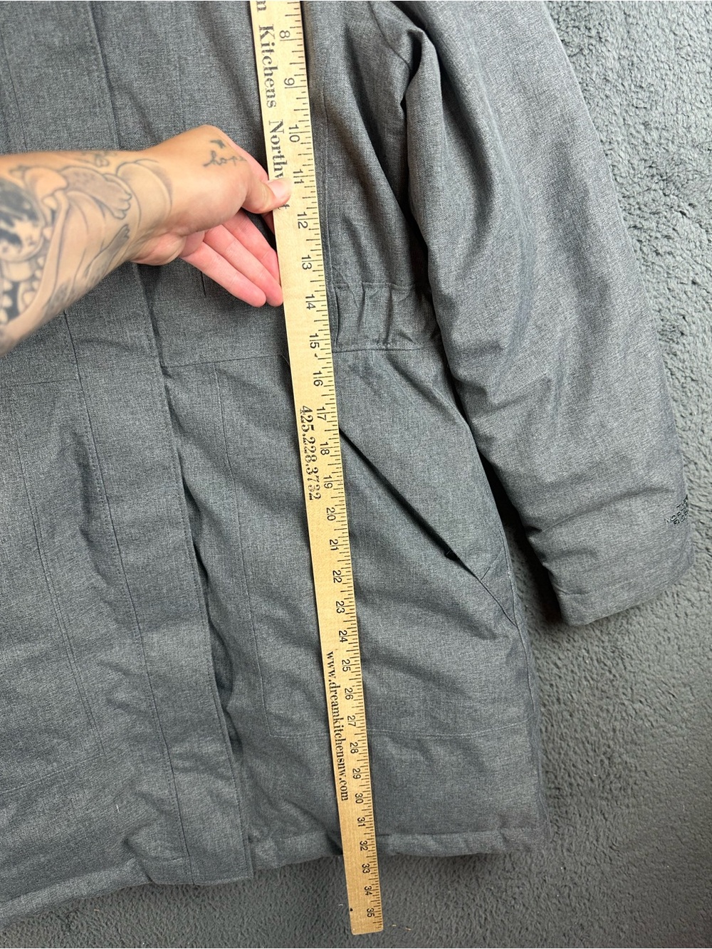 The North Face Arctic Down Parka Grey Heathered Hooded Puffer Jacket NF00CC13 M - Picture 7 of 8